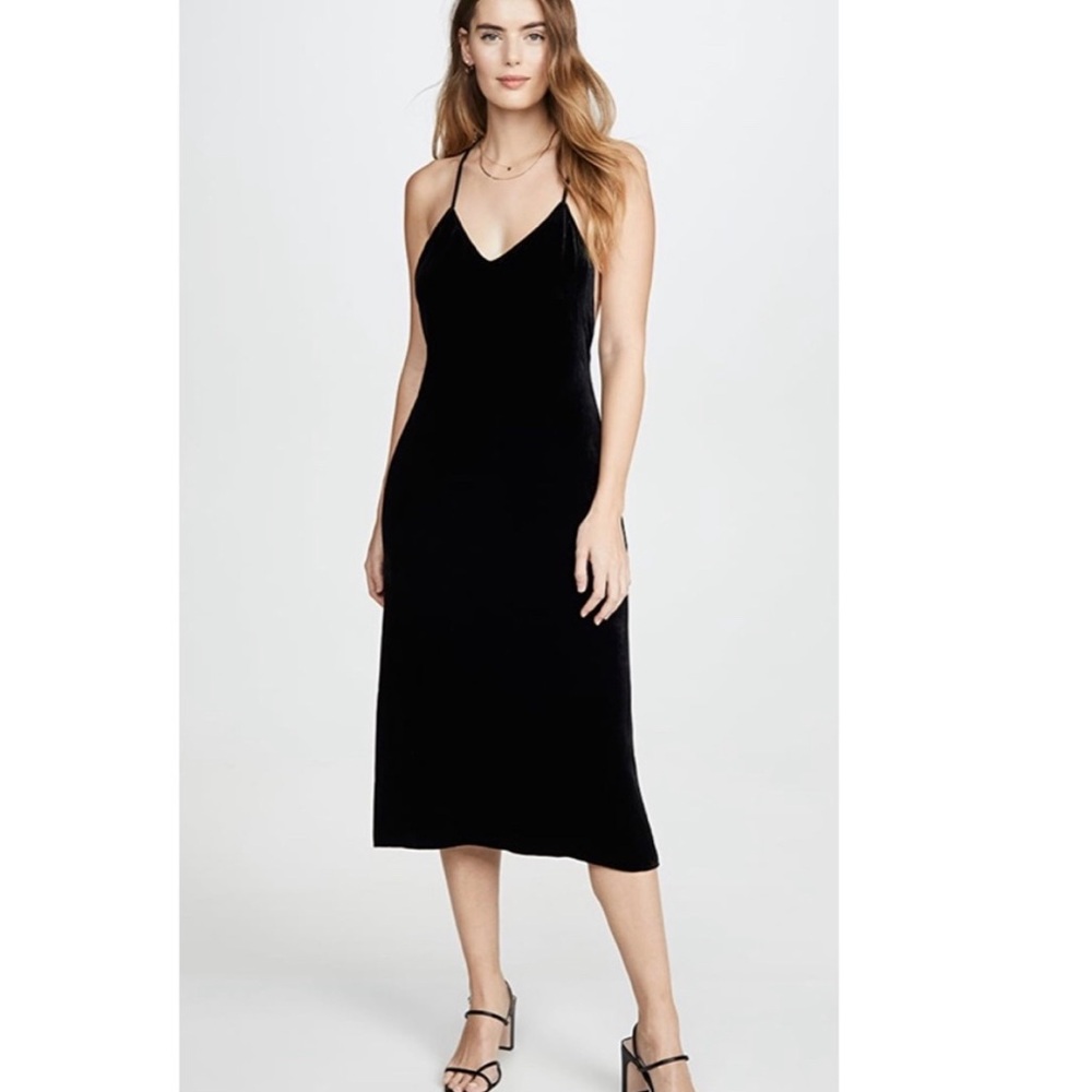 Reformation Black V‑Neck Slip Midi Dress